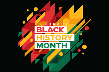 Black History month, banner, poster, vector with 
abstract flat geometric background design, modern colorful template, pattern for presentation slide, website landing page, social media, ad campaigns