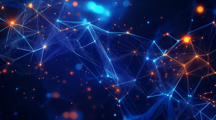Abstract Technology Web with Bright Connections and Data Points