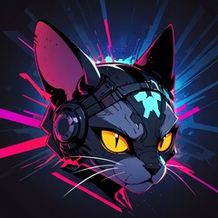 Sticker - Cyberpunk Cat: Neon Nights