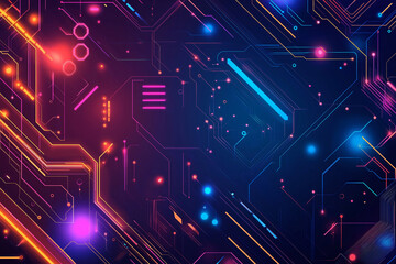 Wall Mural - abstract background, futuristic retro background digital or cyber surface. neon lights and geometric