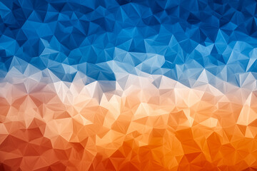 Wall Mural - blue orange gradient digital polygons, a network grid fusion background wallpaper in 8k