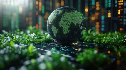 Wall Mural - sustainable big data technology concept combining eco-friendly visuals with advanced analytics
