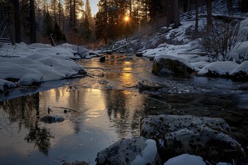 Wall Mural - Stunning sunrise over yosemite  captivating photography of nature s morning beauty