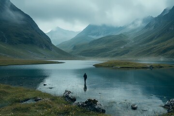 Wall Mural - Stunning mountain landscape featuring serene nature that captivates all who behold it