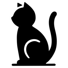 Silhouette of a Sitting Cat in a Simple Black Design