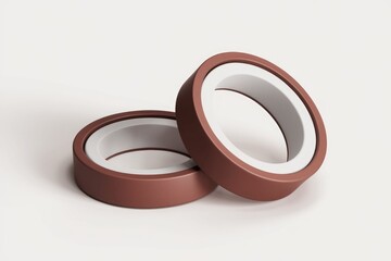 Poster - Two brown rings with white inner circles, overlapping slightly, on a white background.