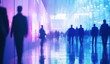 © Surachetsh - abstract scene, blending blurred lights and silhouettes, embodies city dynamics, perfect for projects focused on urban business and connectivity themes.