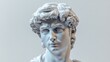 © Nav_ender - Detailed sculpture of David with expressive features, neutral background.