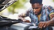 © ArpPSIqee - Car parked with engine coolant leaking. Featuring a driver examining the engine compartment