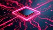 © Xavi - Glowing Red Microchip on Circuit Board With Digital Network Connections