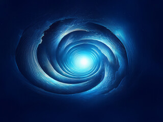 Aufkleber - Abstract swirling vortex of blue light, resembling a tunnel or portal, glowing brightly at its center.  Suggests depth, mystery, and otherworldly energy.