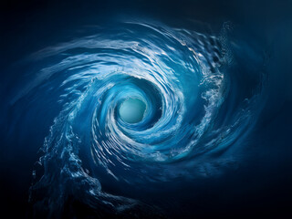 Leinwandbilder - A mesmerizing whirlpool of deep blue water, swirling into a dark center.  The motion is captivating, creating a sense of depth and mystery.