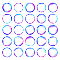 Fototapete - Abstract cosmic bright colorful round frame PNG. Iridescent chrome drops or hologram irregular freeform organic shapes. Smooth bright gradients in the form of an ellipse for banners, brochure, covers.