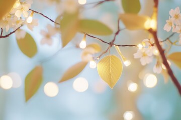 a detailed view of a tree branch covered in white blossoms, suitable for use in botanical or garden-