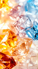 Fototapete - Colorful crystals reflecting light in vibrant hues of orange, blue, and clear shades