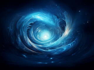 Aufkleber - A swirling vortex of luminous blue energy, radiating light from its core, evokes a sense of cosmic mystery and ethereal beauty against a dark background.  The intricate patterns suggest both power and