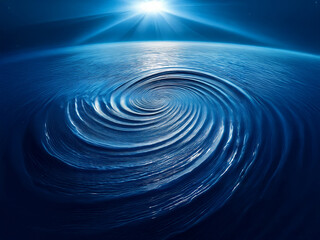 Aufkleber - A mesmerizing vortex of ocean water spirals beneath a radiant sun and starry sky.  The swirling pattern creates a captivating illusion of depth and mystery.
