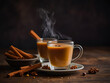 © Victoria - a cup of hot coffee with cinnamon and cinnamon sticks