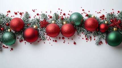 Wall Mural - Brightly colored ornaments on a festive background during the holiday season