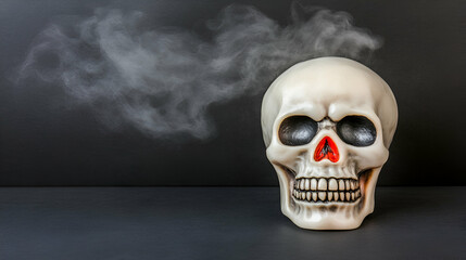 Wall Mural - Spooky Skull with Ethereal Smoke: A Halloween Still Life Mystery,  Intriguing and Mysterious