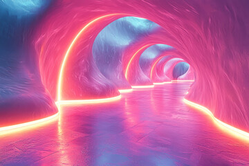 Poster - Iridescent metallic arches forming a maze,