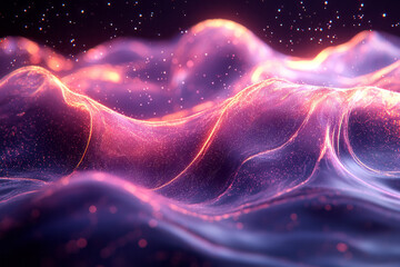 Poster - Futuristic waves with sharp edges and vibrant purple highlights,