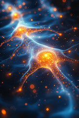 Wall Mural - A surreal illustration of neurons firing in the brain,