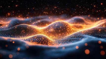 Wall Mural - abstract bokeh lights create a holographic overlay for a futuristic design. the dots and lines repre