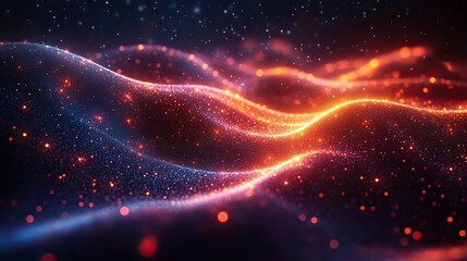 Wall Mural - abstract bokeh lights create a holographic overlay for a futuristic design. the dots and lines repre