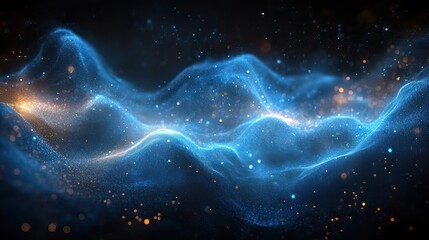 Wall Mural - abstract energy, blue motion waves on black background for wallpaper design, technology science, neo