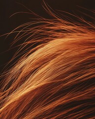 Poster - Close-up of vibrant orange hair strands against a dark background.