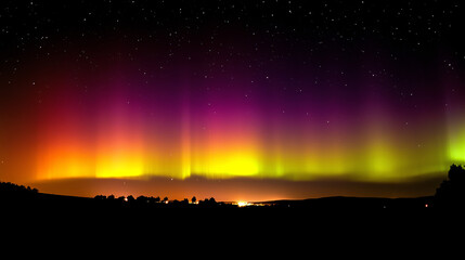 aurora borealis polar lights set. glowing in sky different shapes and color northern lights, aurorae