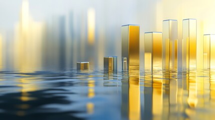 Poster - Abstract Reflection of Geometric Buildings in Calm Water Surface