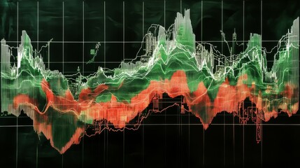 Fototapete - Abstract Financial Data Visualization with Colorful Charts and Graphs
