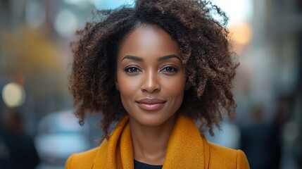 Wall Mural - Portrait of a confident African American businesswoman in the city