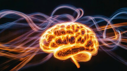 Aufkleber - Electric Brain with Illuminating Energy Swirls and Vibrant Colors