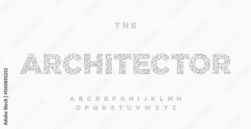 Architect alphabet, blueprint geometric letters, construction plan font ...