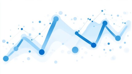 Poster - Blue Line Graph with Data Points and Abstract Elements in Background