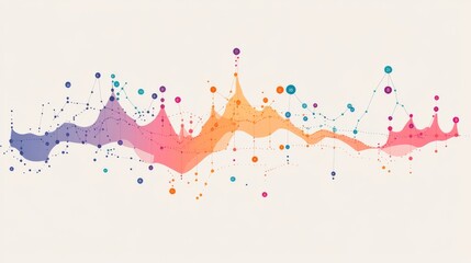 Aufkleber - Abstract Colorful Wave Pattern with Dots and Connecting Lines