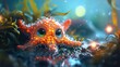 © Lanri - Cute orange octopus in underwater scene.