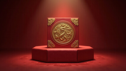 Wall Mural - Luxury Red & Gold Chinese Dragon Box - Luxury & Premium Packaging