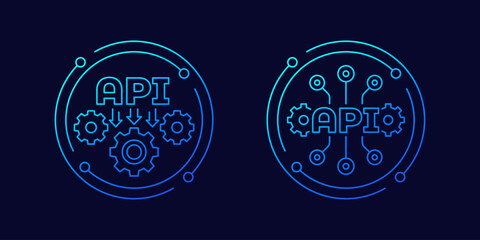 API icons for apps and web, linear design