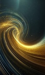 Wall Mural - Experience the wonders of the universe as golden spirals intertwine with glimmers of light, creating a mesmerizing dance of celestial beauty. This cosmic display captivates the imagination