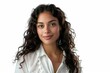 © Harsha - Confident hispanic woman in white blouse  isolated on white