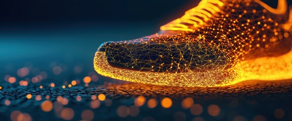 Poster - Futuristic Running Shoe with Neon Light Effect and Abstract Design