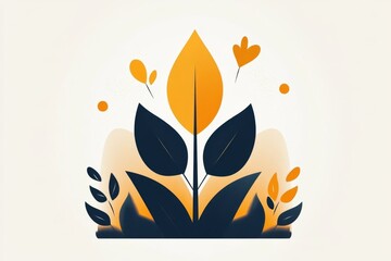 Aufkleber - A clean depiction of a tree sprouting new leaves, with simple lines and soft gradients