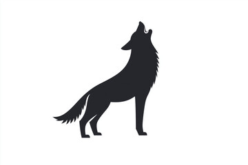 wolf silhouette howling, black wolf, isolated on white, very simple logo without shades, vector simple style