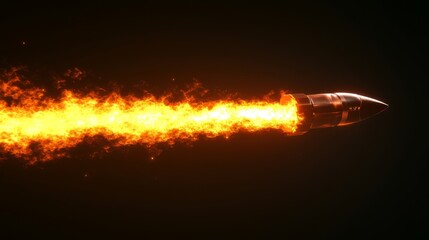 Wall Mural - Fiery Projectile in Motion: Stunning 3D Illustration of a Bullet in Flight