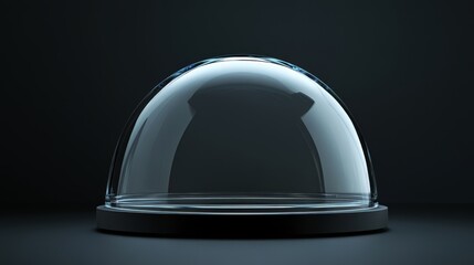 stunning glass dome display on dark platform - modern showcase design