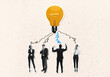 © Who is Danny - Creative businesspeople brainstorming lightbulb concept with unique collage art style.